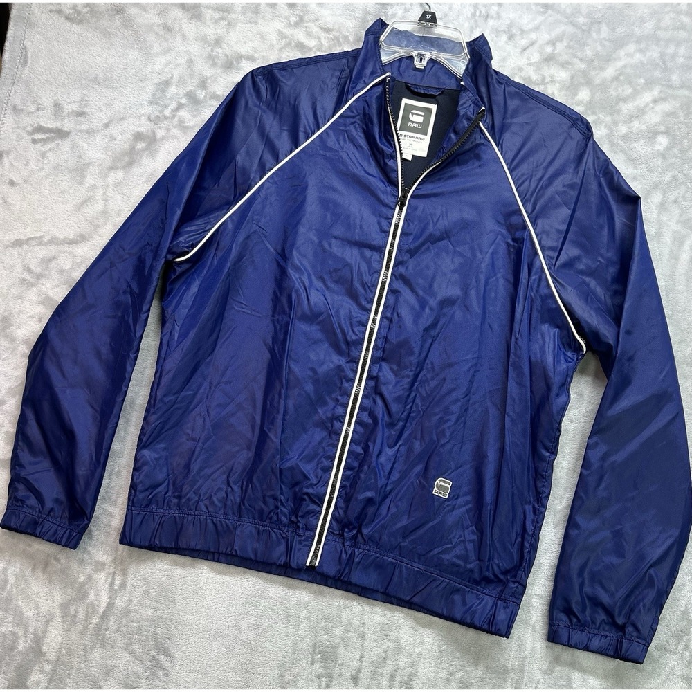 G Star Raw Midder Bomber Jacket Men XL Dark Blue Full Zip EUC Wind Breaker Style